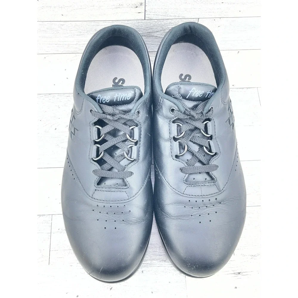 SAS Free Time Women Sz 8.5W Black Leather Walking Shoes Sneakers Made‎ in USA